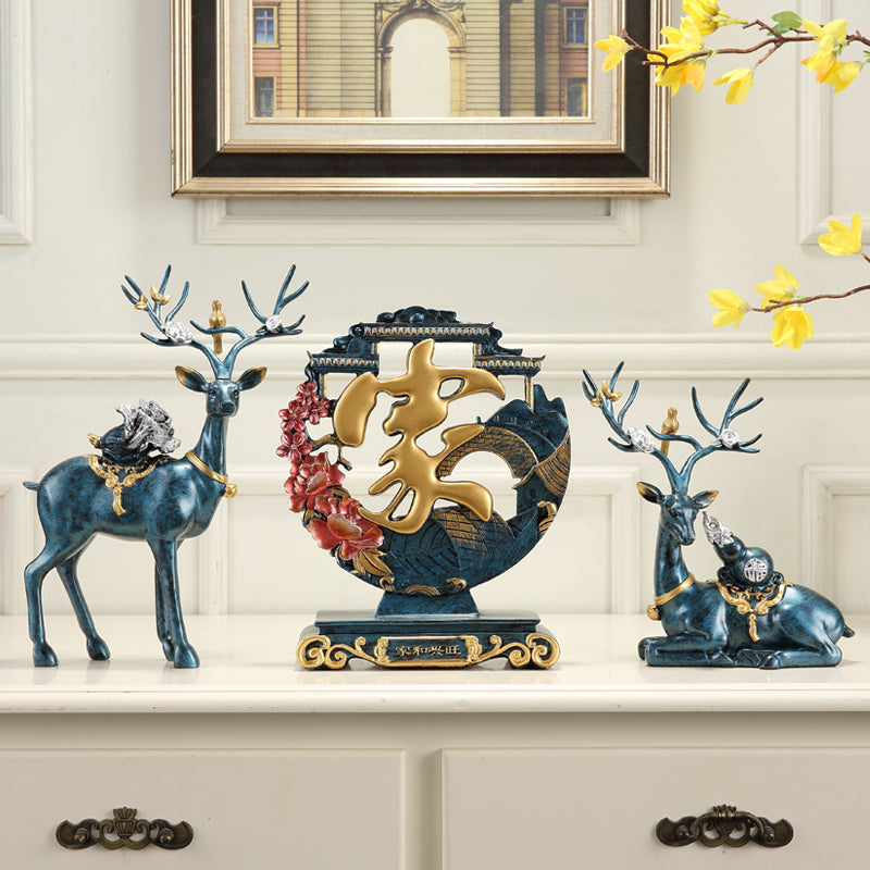 European-Style Living Room TV Cabinet Deer Decoration Craft Gift