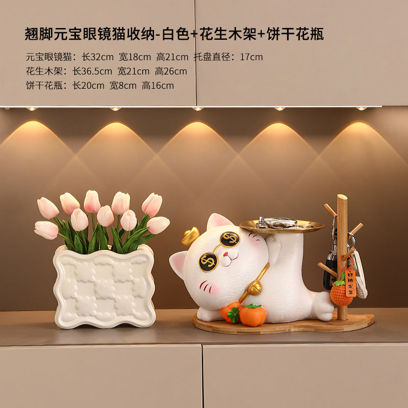 Key Storage Entrance Tray Housewarming Fortune Cat