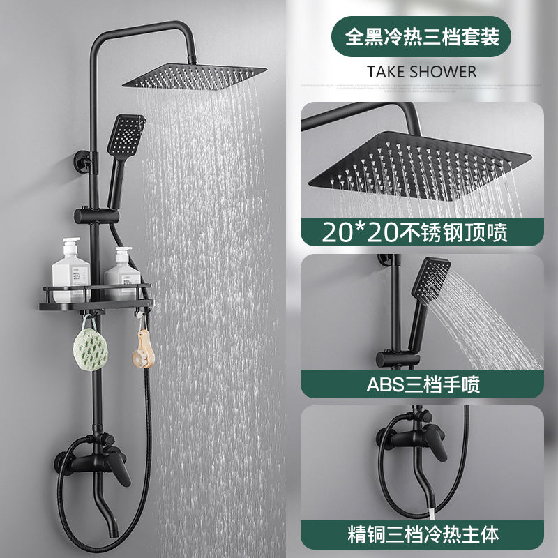 Copper Constant Temperature Black For Home Supercharged Shower Head