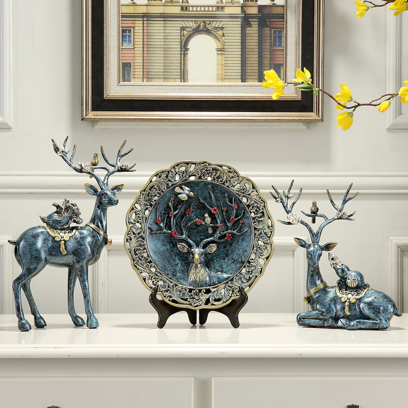 European-Style Living Room TV Cabinet Deer Decoration Craft Gift