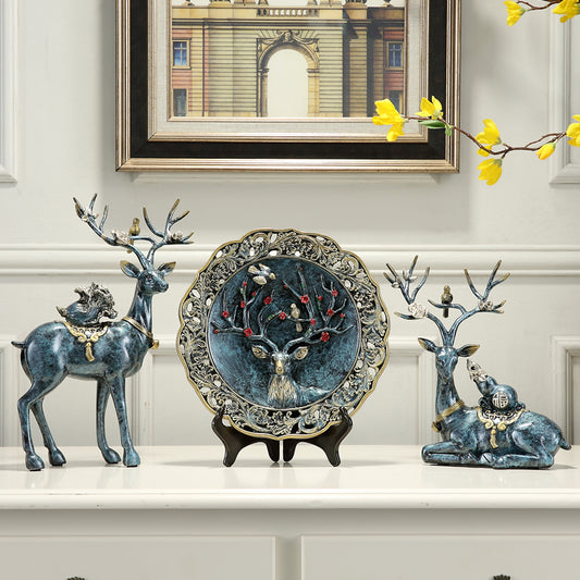 European-Style Living Room TV Cabinet Deer Decoration Craft Gift