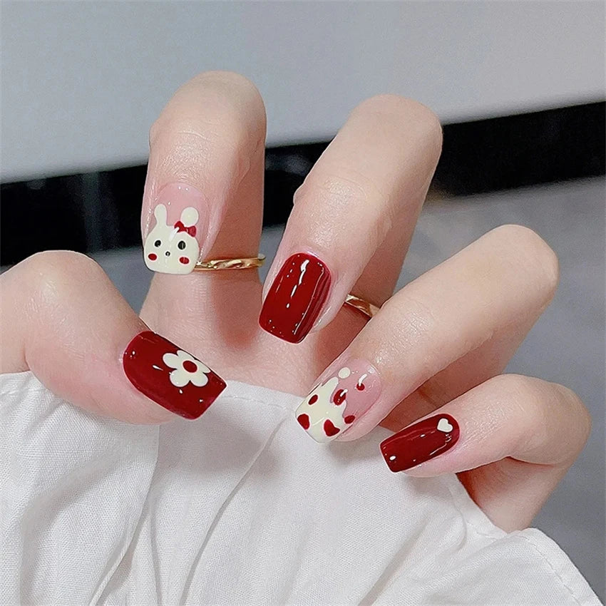 24Pcs/Lot Milky White Gradient Long Wearing False Nail Tips Acrylic Press on Nails Removable Reusable Artifical Fake Nails Art