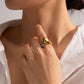 Uworld Stainless Steel Color Matching Twist Ring Trendy Metal 18K Geometric Finger Ring Earrings Set Party Gift For Women