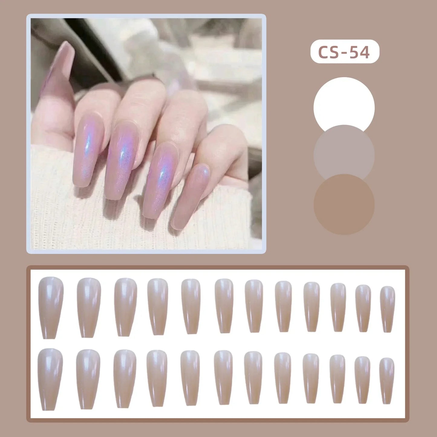 24PC/Box Fashion False Nails Artificial Milky White Pink Gradients Long Ballet Nail Tips Full Cover Acrylic Fake Nails With Glue
