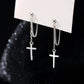 2 Pcs Punk Silver Color Cross Drop Earrings for Women Men Gothic Hip Hop Long Tassel Hanging Earring Jewelry Gift Bijoux