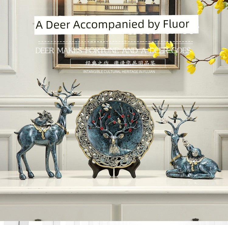 European-Style Living Room TV Cabinet Deer Decoration Craft Gift
