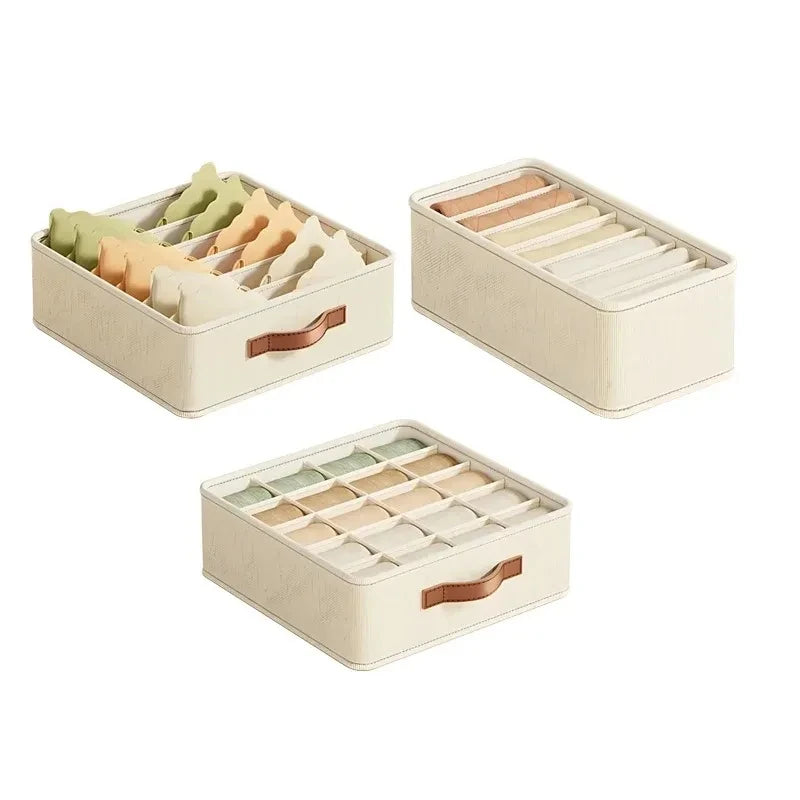 1pc Khaki/Wine Red Non Woven Multi Grid Underwear Sock Storage Box Household Wardrobe Organization and Storage