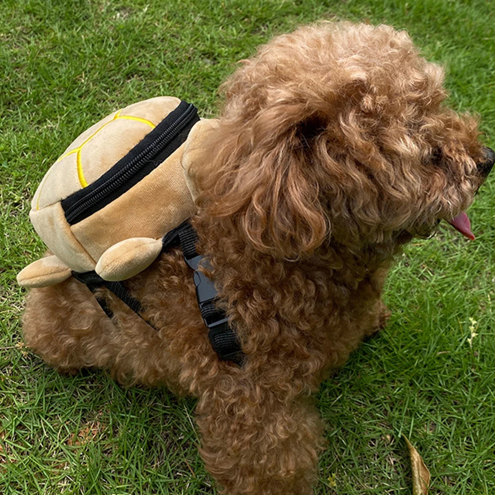 Durable Pet Self Carry Backpack Turtle Shape Bag Adjustable Belt Puppy Backpack Cartoon Portable Harness Dog Outdoor Snack Bag
