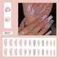 24p Artificial Acrylic Nail Art Fake Nails Full Coverage Removable Pressing Nail Tips Lotus Root Pink Leopard Print False Nails