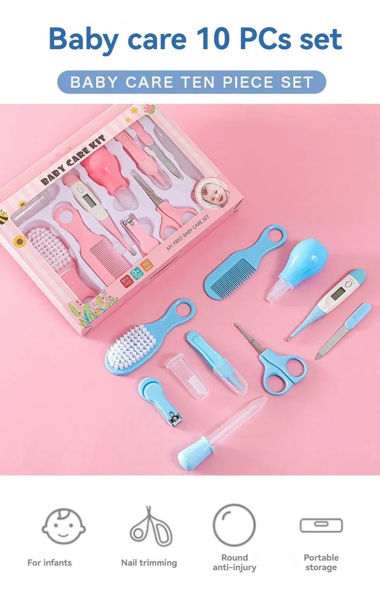 Hair Health Care Thermometer Grooming Brush Clipper Teether Toothbrush Kit Baby Essentials 10PCS Baby Nail Trimmer Care Set Kid