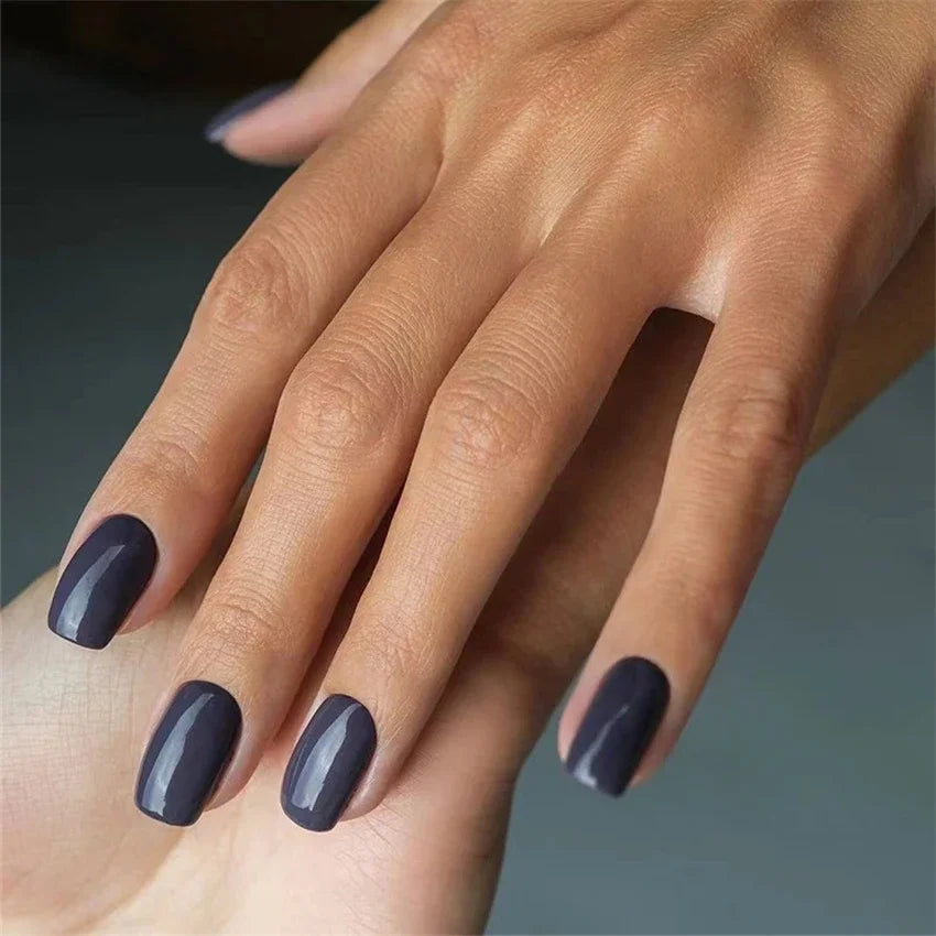 24pcs Artificial Nail Art Fake Nails Full Coverage Removable Ballet Short Press On Nails tips Chips Waterproof Solid Colour set