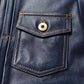 2023 New Leather Jacket Men's Single-Breasted Denim Blue Retro Old Motorcycle Leather Jacket Slim-Fit Lapel Coat
