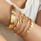 New Elegant Letter Love Bangle Gold Color Heart Flower Hollow Opening Bracelets Set Female Trendy Jewelry
