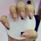 24Pcs Medium Long Ballet Fake Nails Art Flat Head Gold Line Frosted False Nails Press on Full Cover Removable Stick on Nail Tips