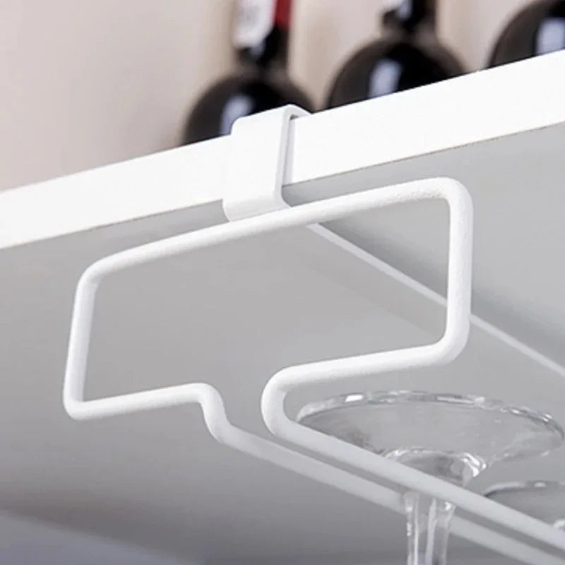 No Drilling Metal Wine Glass Holder - Stemware Rack for Under Cabinet Storage Kitchen Organization Kitchen/Bar Storage Supplies