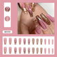 24p Artificial Acrylic Nail Art Fake Nails Full Coverage Removable Pressing Nail Tips Lotus Root Pink Leopard Print False Nails