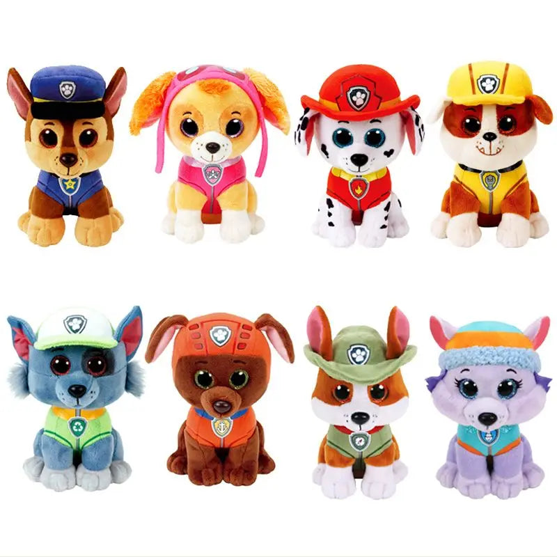 15cm Paw Patrol Cute Cartoon Dog Plush Dolls Soft Stuffed Plush Pendant Toys Chase Marshall Rocky Skye Rubble Child Gifts