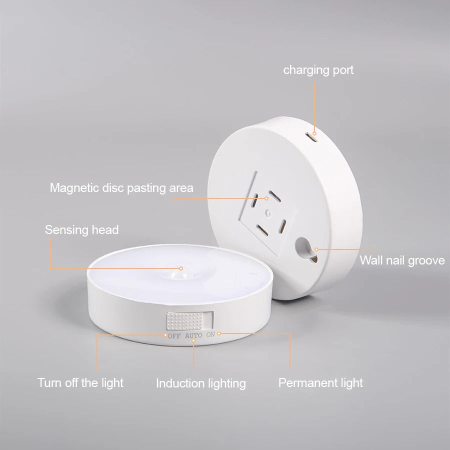 CY Motion Sensor LED Night Light USB Rechargeable For Kitchen Cabinet Wardrobe Lamp Staircase Wireless LED Closet Light