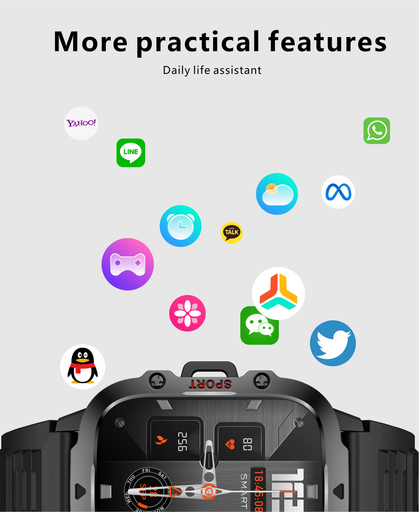 Military GPS Tracker Smart Watch Men IP68 5ATM Outdoor Sports Fitness Tracker Health Monitor 1.96" BT Call Smartwatch For Xiaomi