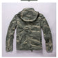 Men's Long Sleeved Hooded Camouflage Jacket Multi Bag Mid Length Storage Outdoor Trekking Camping Riding Sport Tops Amekaji Coat