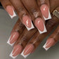 24Pcs Medium Long Ballet Fake Nails Art Flat Head Gold Line Frosted False Nails Press on Full Cover Removable Stick on Nail Tips