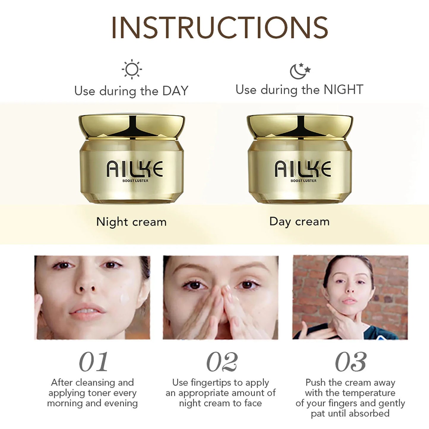 AILKE Brightening Face Cream With Glutathione, Improve Dull Skin, Remove Black Spots Facial Cream for Women Men