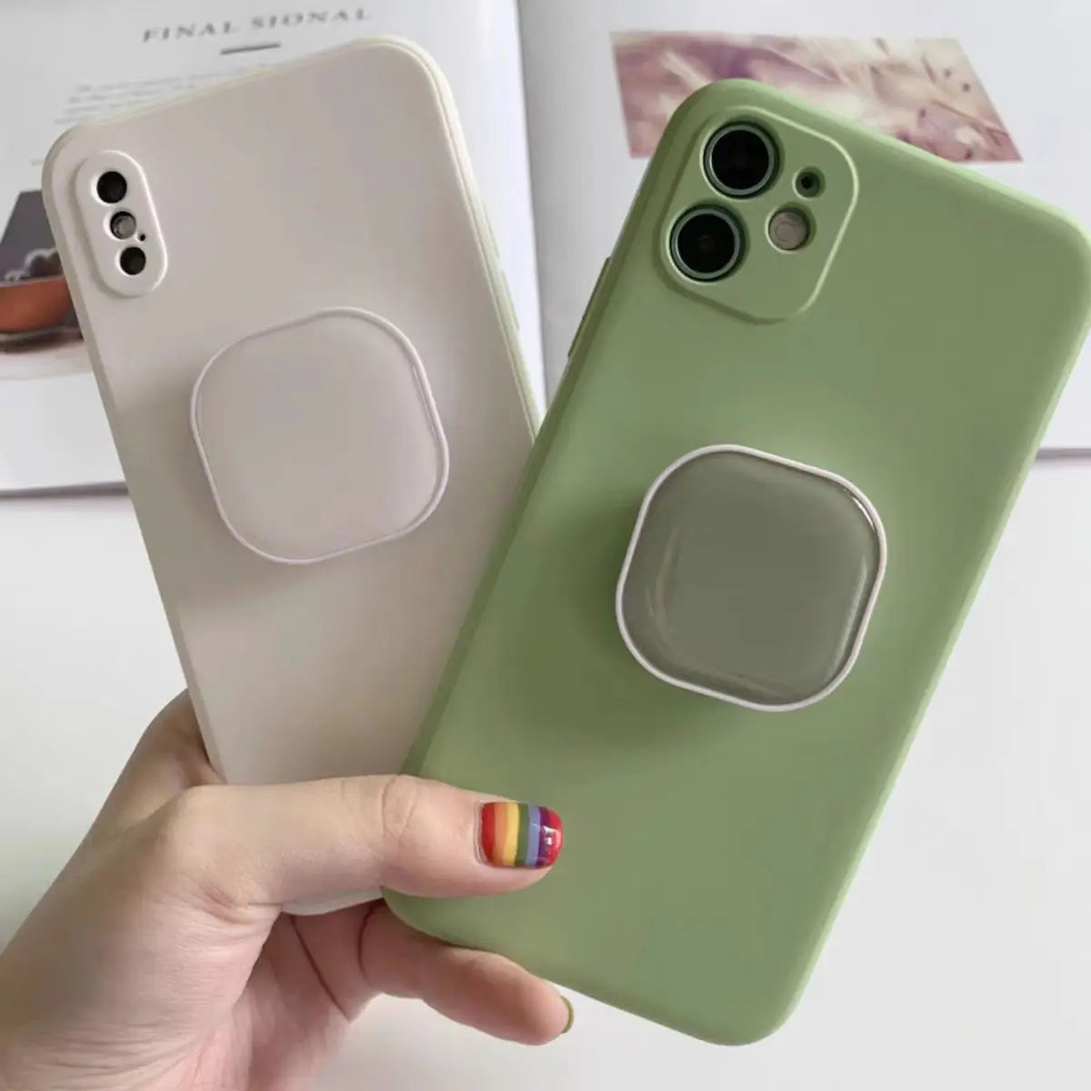 Cute Square Popping Sockets Grip Phone Holders Finger Ring Holder Griptok Stand Back Cover Clip Sticker Cellphone Accessories