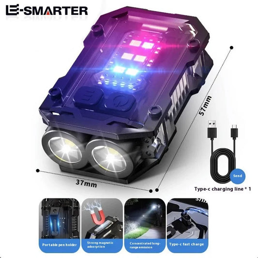 Rechargeable LED+COB Mini Multifunctional Flashlight Portable Outdoor Camping Emergency Keychain Light