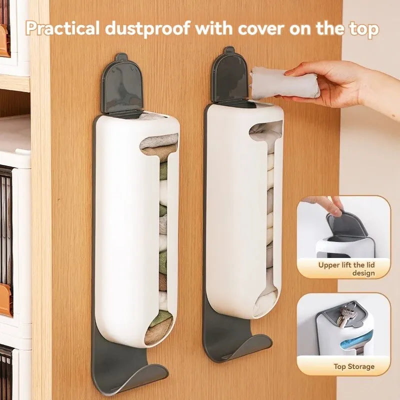 Innovative Wall Mounted Plastic Bag Dispenser Organizer for Kitchen and Home - Easy Access, Neat Organization and Space-saving