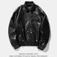 Vintage Black Brown Real Cowhide Genuine Leather Jacket Real Fur Men's Leather Jacket Bomber Men Leather Jacket Motorcycle Coat