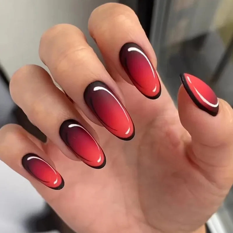 24Pcs Ballerina Press On Nail Tips Oval Head False Nails Almond Artificial Fake Nails With Glue Full Cover Press Manicure Tools