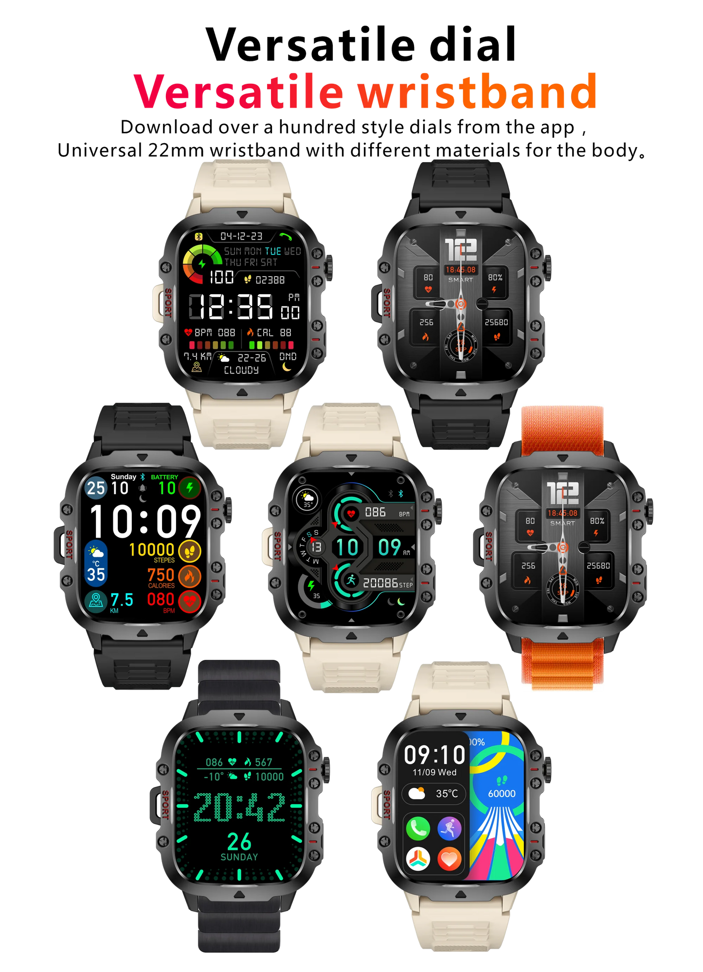 Military GPS Tracker Smart Watch Men IP68 5ATM Outdoor Sports Fitness Tracker Health Monitor 1.96" BT Call Smartwatch For Xiaomi