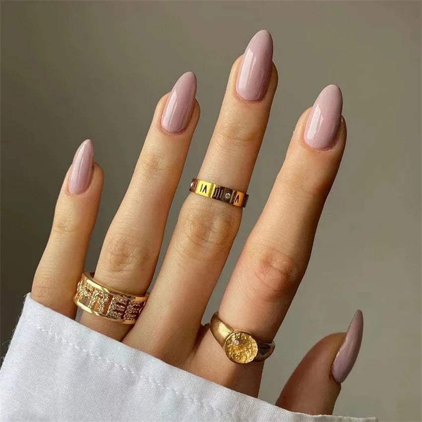 24pcs Artificial Nail Art Fake Nails Full Coverage Removable Ballet Short Press On Nails tips Chips Waterproof Solid Colour set