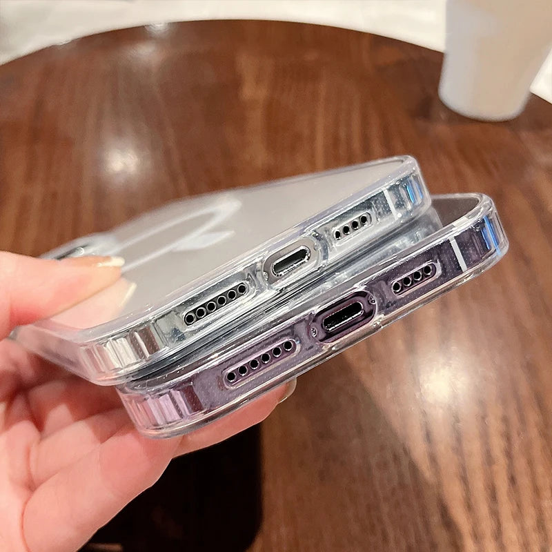 For Magesafe Magnetic Transparent Wireless Charge Case for iPhone 16 15 14 13 12 11 Pro Max Mini Plus Shockproof Hard PC Cover