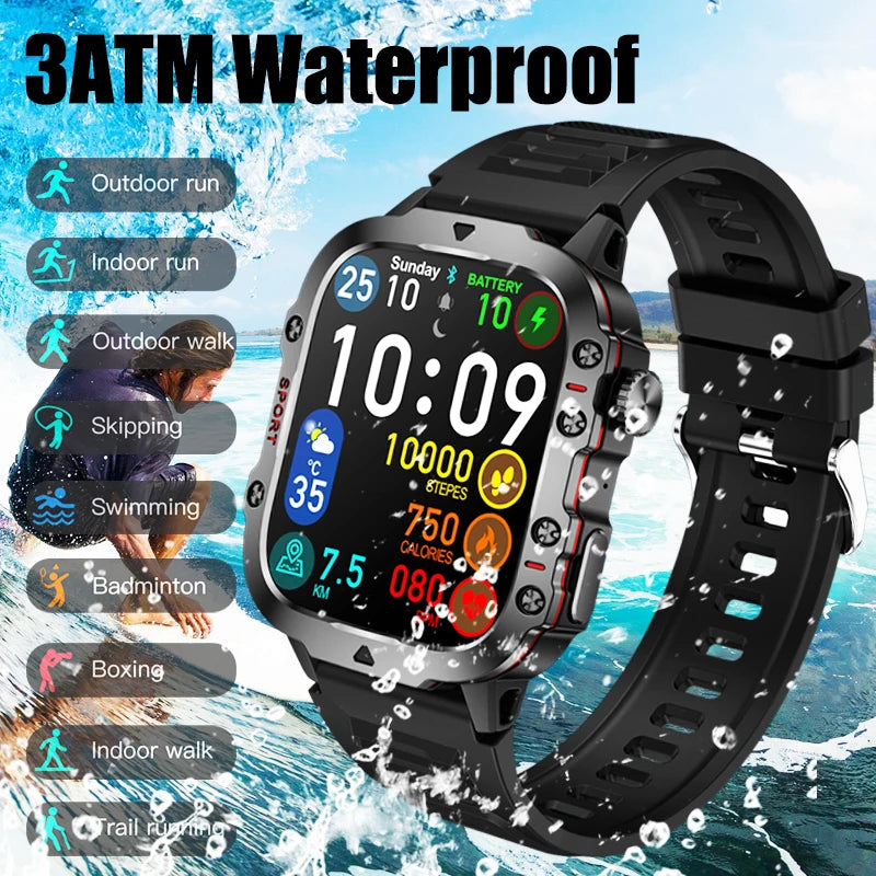 Military GPS Tracker Smart Watch Men IP68 5ATM Outdoor Sports Fitness Tracker Health Monitor 1.96" BT Call Smartwatch For Xiaomi