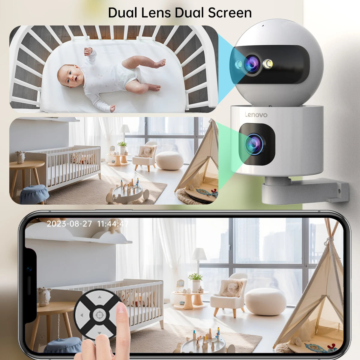 Lenovo 4K IP Camera 5G WiFi Dual Lens Smart Home Auto Tracking CCTV Camera Wireless Surveillance Camera Security Baby Monitor