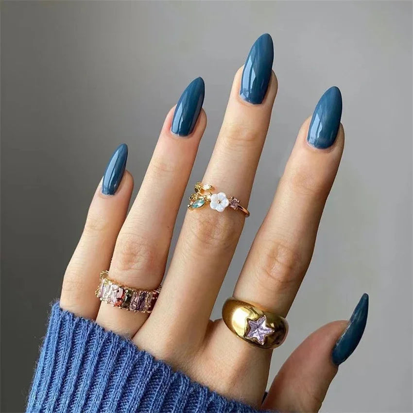 24pcs Artificial Nail Art Fake Nails Full Coverage Removable Ballet Short Press On Nails tips Chips Waterproof Solid Colour set