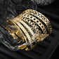 New Elegant Letter Love Bangle Gold Color Heart Flower Hollow Opening Bracelets Set Female Trendy Jewelry