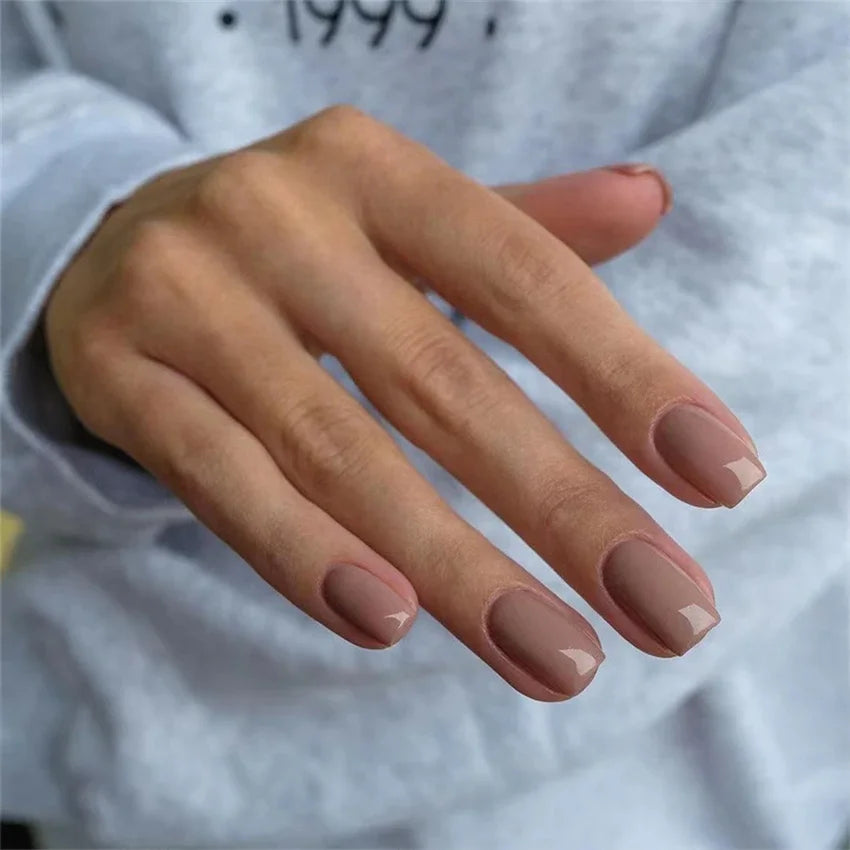 24pcs Artificial Nail Art Fake Nails Full Coverage Removable Ballet Short Press On Nails tips Chips Waterproof Solid Colour set