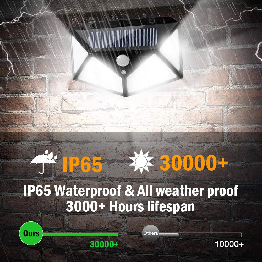 1/2/4/6/10PCS 100 LED Solar Wall Lamp 4 Sides Luminous With Motion Sensor Outdoor Garden Courtyard Waterproof Wall Lights Gifts