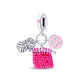 925 Silver Charms Beads Fit 3mm Original Bracelet Game Machine Box Afternoon Tea Dessert Romantic Pink Pendant DIY Jewelry