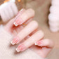 24Pcs Medium Long Ballet Fake Nails Art Flat Head Gold Line Frosted False Nails Press on Full Cover Removable Stick on Nail Tips
