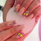 24Pcs Medium Long Ballet Fake Nails Art Flat Head Gold Line Frosted False Nails Press on Full Cover Removable Stick on Nail Tips