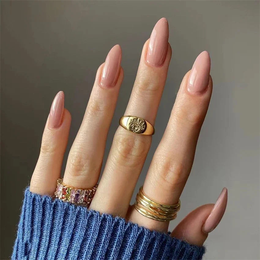 24pcs Artificial Nail Art Fake Nails Full Coverage Removable Ballet Short Press On Nails tips Chips Waterproof Solid Colour set