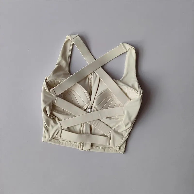 Women Fitness Underwear Yoga Bras cross Back Beauty Sports Bras Front Zippe Top Bra Sexy Breathable Underwear For Women Gym Top