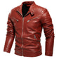 Men Fur Lined Warm Motorcycle Jacket Slim Street Fashion BLack Biker Coat Pleated Design Zipper 2024 Winter Black Leather Jacket