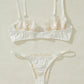 Women'S Underwear Sexy See Through Mesh Transparent Embroidery Fragmented Flower Kit Push Bra+Thong Panties Lingerie Set 2024