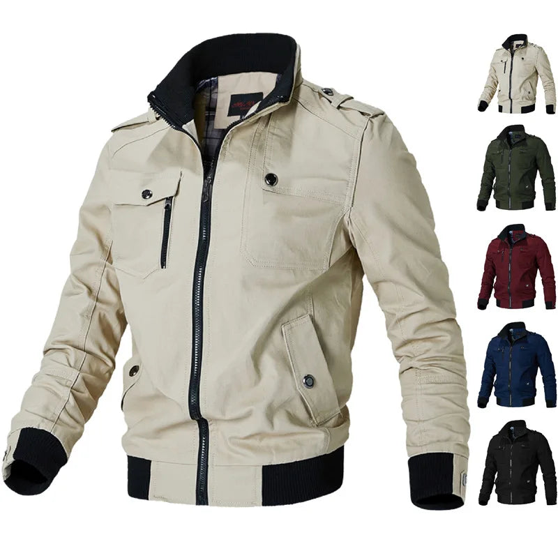 Bomber Jacket Men Fashion Casual Windbreaker Jacket Coat Men 2024 Spring Autumn New Hot Outwear Solid Stand Slim Jacket Mens