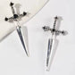 Hip Hop Cross Sword Stud Earrings For Women Classic Blask Crystal Stone Silver Ox Gold Black Color Personality Simple Jewelery
