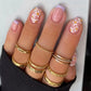 24pcs French Green Edge Seamless Removable Fake Nails Capsule Finished Full Cover Waterproof Artificial Press On False Nails